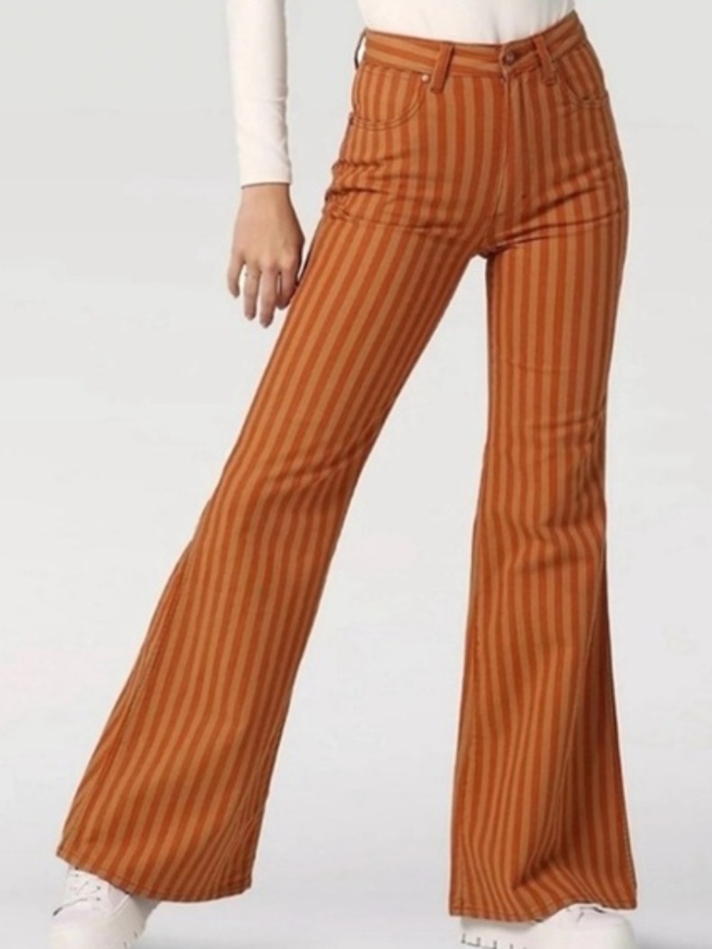 Wrangler Wanderer 622 high rise flare Orange brown Striped Wide-Leg Jeans 25